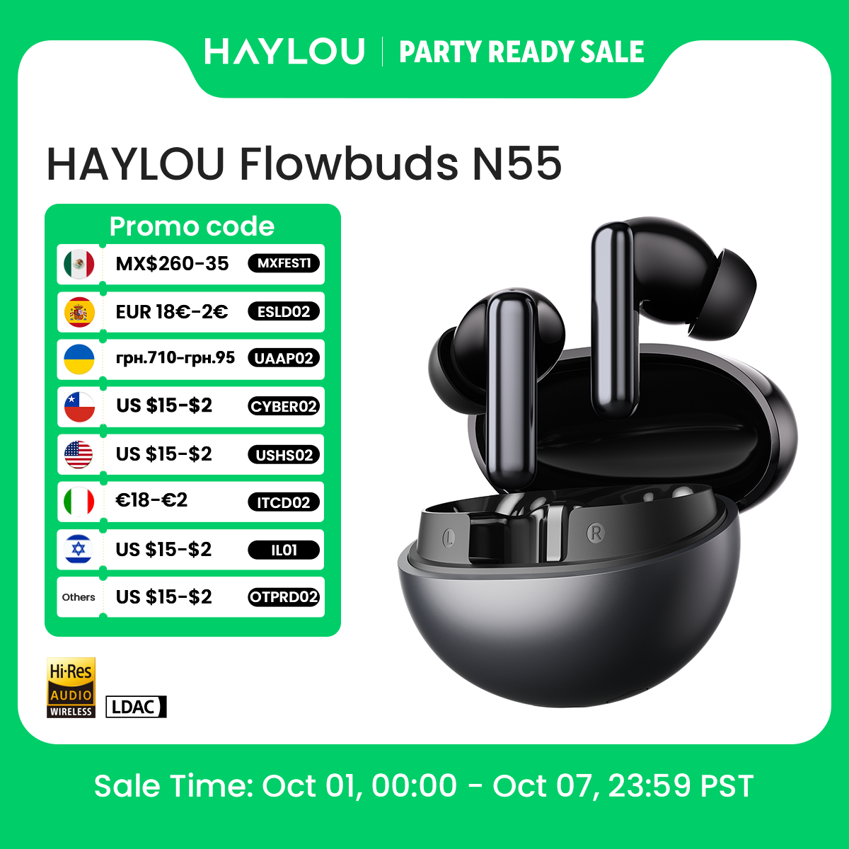 Type C Wired Earphones With Mic - Auricolari Wireless HAYLOU Flowbuds N55 con